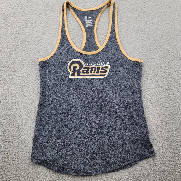 Nike St Louis Rams Shirt Womens Small Blue Athletic Cut NFL Tank Top Swoosh Logo - Picture 1 of 12
